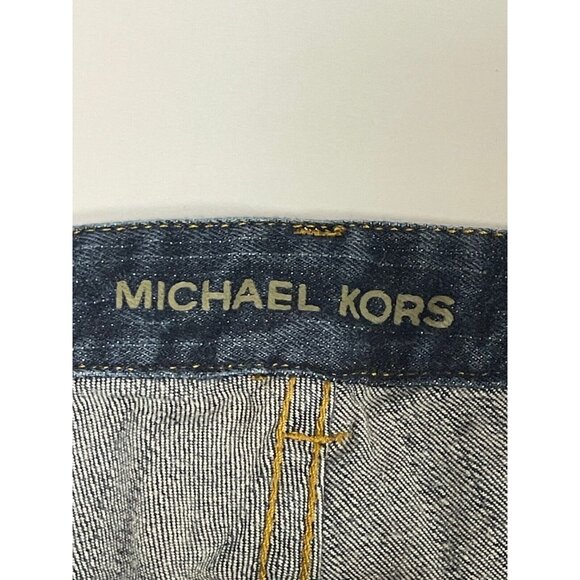 Size 10 Michael Kors Dark Wash Denim Blue Jeans Straight Leg Boot Cut - Picture 3 of 4